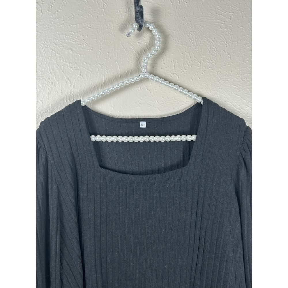 Classic Basic Black Long Sleeve Shirt Women's Size 3XL Whimsy Ribbed Capsule Top - Picture 4 of 9
